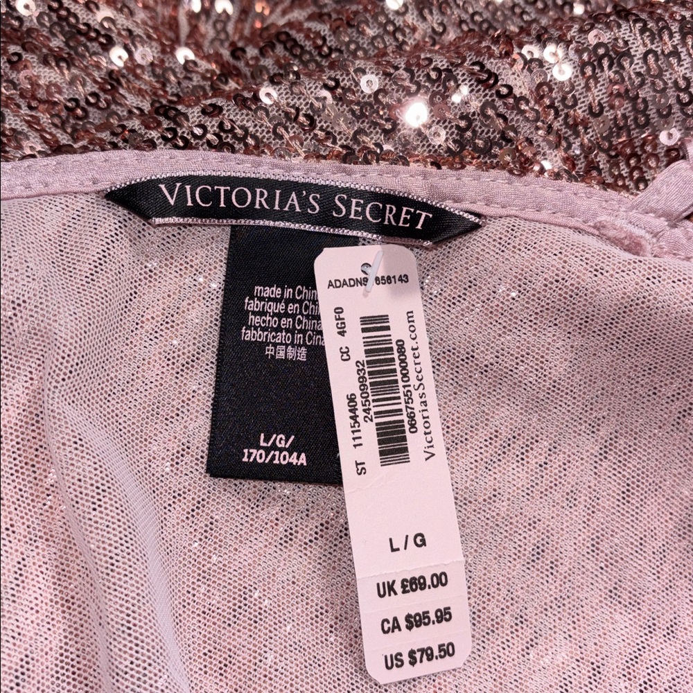 Victoria’s Secret NEW Sequin Party Rose Gold Sparkle Mini Slip Dress Large - Picture 6 of 13